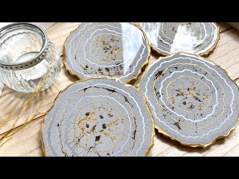 Beautiful Teal Bronze Geode Resin Coasters