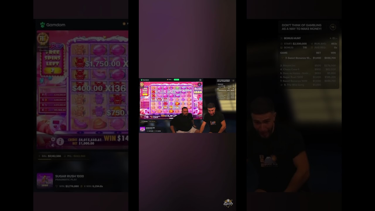 SUGAR RUSH world record win 17000x  gambling , online gambling casino #gamdom #ayezee