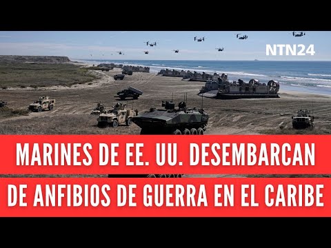 Tropas de EE.UU. son captadas desembarcando de anfibios en el Caribe en operaciones militares reales