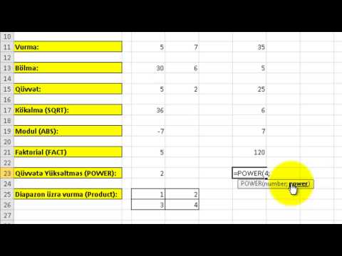 Excelin funksiyaları və cədvəllərlə iş ders  3.3