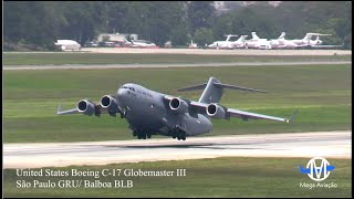 AVIÃO DA FORÇA AÉREA AMERICANA  BOEING C-17 DECOLA EM VISITA MISTERIOSA DO AEROPORTO DE GUARULHOS ✔