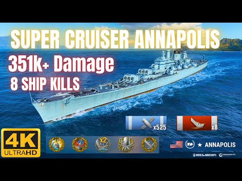 Super Cruiser Annapolis: FLAWLESS MASTERCLASS w/ 351K+ Damage & 8 Ship Kills | World of Warships