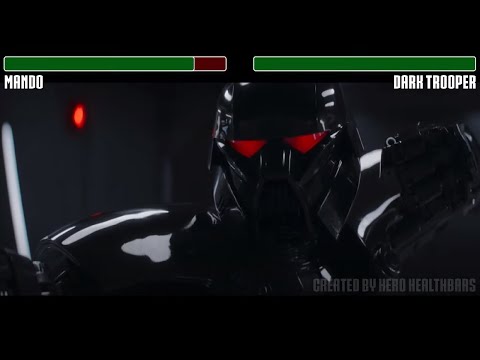 Mando vs. Darktrooper fight WITH HEALTHBARS | HD | The Mandalorian