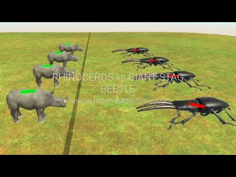 RHINOCEROS vs GIANT STAG BEETLE - Animal Revolt Battle Simulator!