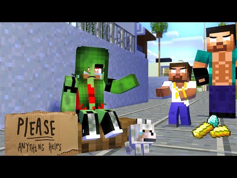 Monster School : Poor Zombie Girl and Rich Herobrine Bad Father - Sad Story - Minecraft Animation