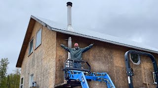 Alaska Cabin Life - Chimney repair - Deadlifting 15 feet of chimney - power of the mesh, baby!