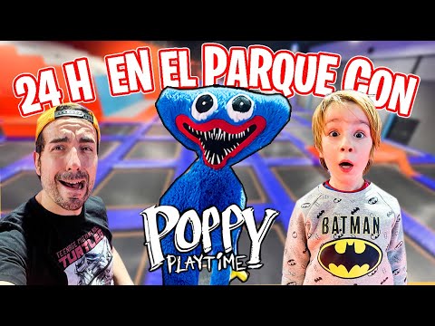 24 h con ¡¡Huggy Wuggy!! En PARQUE de TRAMPOLINES // Poppy Play Time