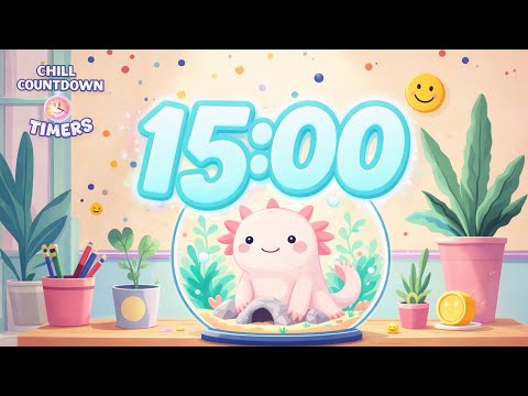 15 Minute Axolotl Chill Countdown Timer with Lofi Vibes | Your New Favorite Study Buddy