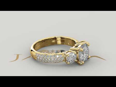 Javda 3 Stone Round Diamond Engagement Ring 14k Yellow Gold