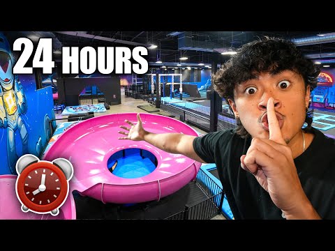 24 HOUR OVERNIGHT CHALLENGE in TRAMPOLINE PARK!