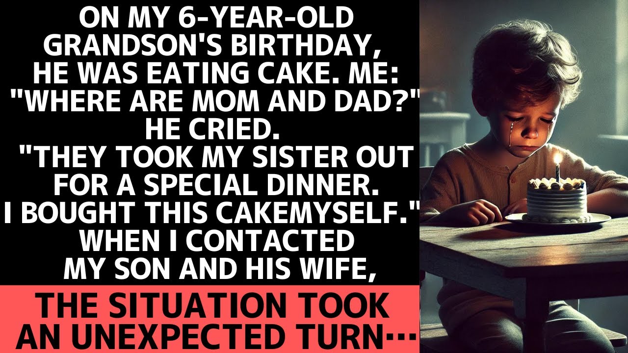 On my grandson's 6th birthday, he was eating cake all alone.