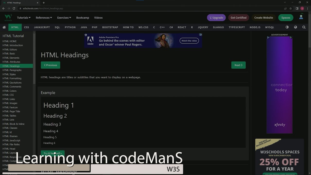 (SCRAPPED) Master HTML with W3Schools: HTML Headings