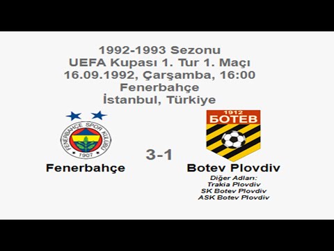 Fenerbahçe 3-1 PFC Botev Plovdiv [HD] 16.09.1992 - 1992-1993 UEFA Cup 1st Round 1st Leg
