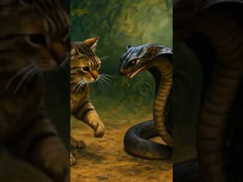Cat vs king konrad fight #wildlife #short video #public #funny