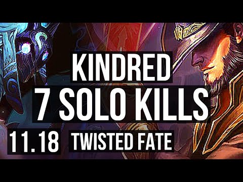 KINDRED vs TWISTED FATE (MID) | 7 solo kills, 600+ games, 1.1M mastery | EUW Master | v11.18