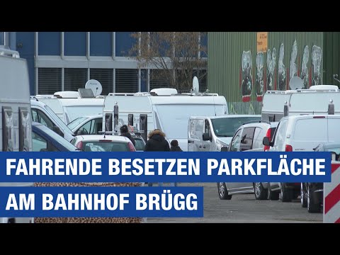 INFO: Fahrende besetzen Parkfläche am Bahnhof Brügg / TeleBielingue