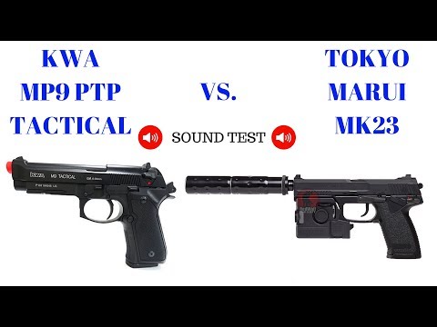 KWA M9 PTP TACTICAL VS. TM MK23 ** SOUND TEST **