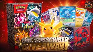 Celebrating 94K Subscriber Giveaway! 🎁 Paldean Fates Booster Bundle… Did We Pull Bubble Mew EX?! 🔥