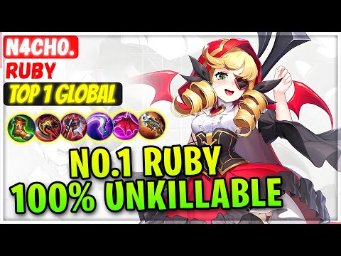 No.1 Ruby 100% Unkillable [ Top 1 Global Ruby ] N4cho. - Mobile Legends Gameplay Emblem And Build