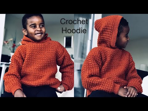 Crochet Kids Hooded Sweater / Even Moss stitch Sweater #crochetkidssweater