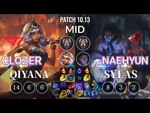 T1 Clozer Qiyana vs GRF Naehyun Sylas Mid - KR Patch 10.13