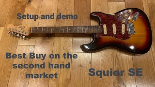 Video thumbnail for Best value secondhand guitar, Squier Strat SE, Setup and demo by mandolinuk