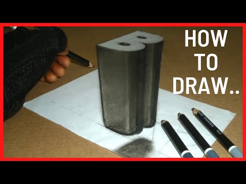 Floating Letter"B" 3d trick art on paper OPTICAL ART DRAWING