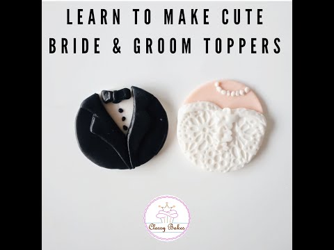 Bride & Groom Dress Cupcake Toppers