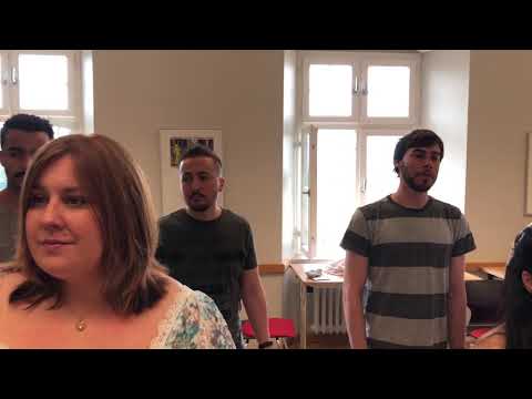 Common Ground Voices sings Yerushalayim and Zahrat al Mada’in in rehearsal, Germany, 2018