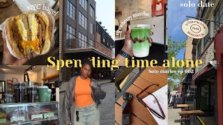 solo diaries ♡‧₊ Solo Date in NYC: long Walk, NYC’s Best Bagel, New Matcha Spot + Quality Alone Time