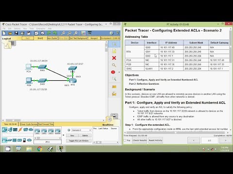 4.2.2.11 Packet Tracer – Konfigurieren erweiterter ACLs, Szenario 2