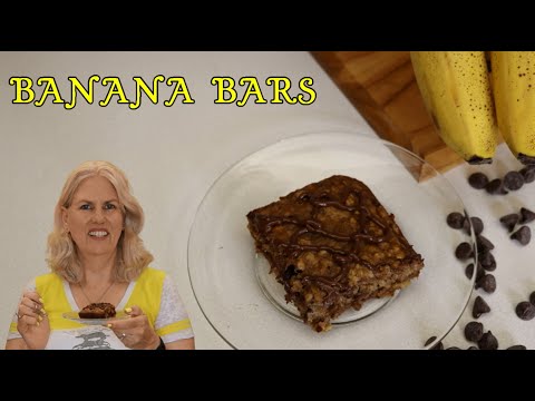 Banana Bars with Chocolate Chips and Chocolate Drizzle