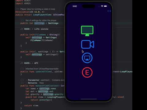 Github code SwiftUI Looping video player iOS14 video in background VideoPlayer Beispiel
