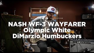Video thumbnail for Nash WF-3 Wayfarer Olympic White w/ DiMarzio Humbuckers | CME Quick Riffs | Shelby Pollard by Chicago Music Exchange
