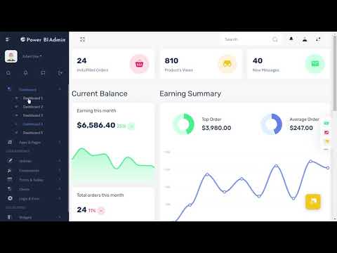 Power BI Dashboard Bootstrap Admin Template with LTR Light Theme