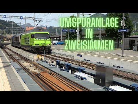 GoldenPass Express auf der Umspuranlage in Zweisimmen