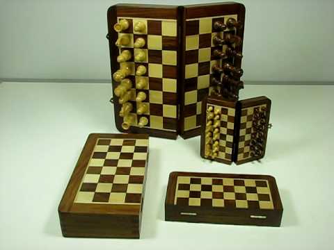 Folding wooden magnetic travel chess sets