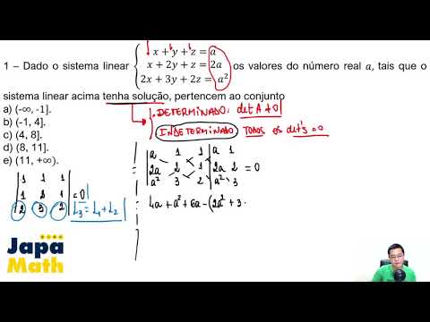 Prova EsPCEx Resolvida(2021) -  Questão 01 - Sistema Linear
