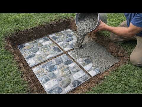 Pouring cement into ceramic tiles // Amazing creative ways to make flower pots from ceramic tiles