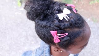 Twisted Top Knot With Bows Back To School Hair Tutorial