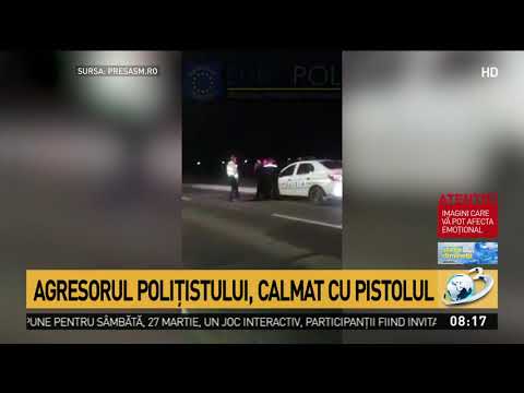 Un poliţist local din Satu Mare s-a apărat cu arma de un bărbat beat care l-a lovit cu pumnii şi