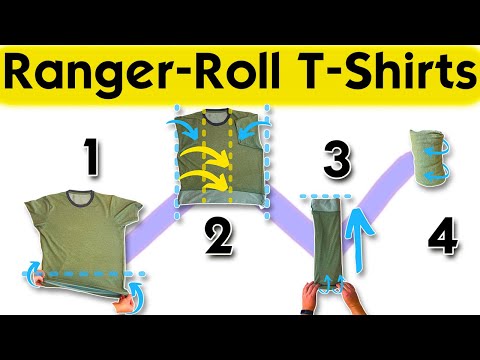 How to Fold T-Shirts to SAVE SPACE: Ranger-roll step-by-step