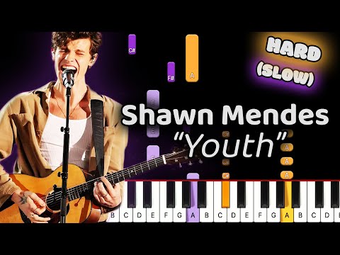 Learn To Play Youth Shawn Mendes on Piano! (Hard) SLOW 50% Speed