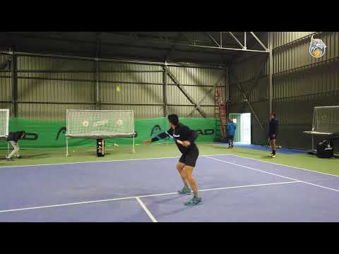 Diego Barreto working on half-volley forehand with Dragonet