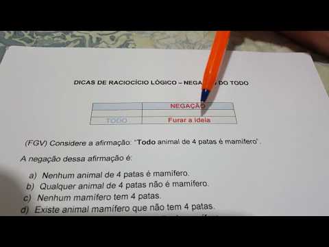 Dicas de Raciocínio Lógico - Negação do TODO
