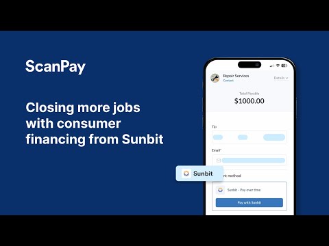 A step-by-step tutorial demonstrating how to collect payments on ScanPay using Sunbit's consumer financing solution.