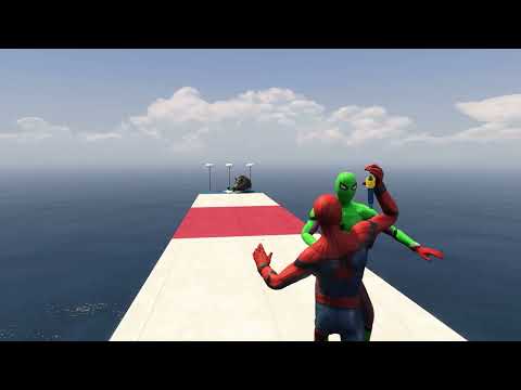 GTA 5 Falling off Highest Buildings #27 - Spiderman vs Team Hulk Red | Epic Water Ragdolls