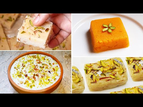 4 Quick & Easy Milk Sweet Desserts in 30 Minutes | Simple Indian Creamy Milk Desserts Ideas