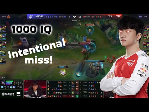 T1 Keria Intentionally MISSED Thresh's hook to push  KDF Taeyoon away from the tower