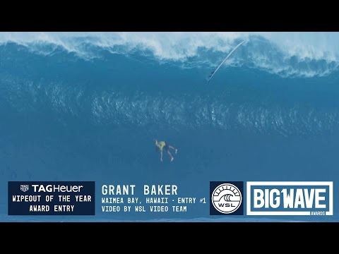 Grant Baker at Waimea Bay 1 - 2016 TAG Heuer Wipeout of the Year Entry - WSL Big Wave Awards